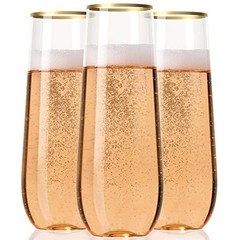 Plastic Stemless Champagne Flutes – Disposable Unbreakable 9 Oz 30 Clear