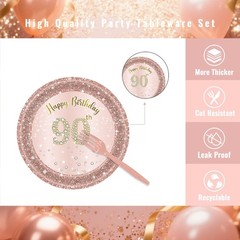 90th Birthday Decorations for Women,61Pcs Rose Gold 90th Birthday Decorations…