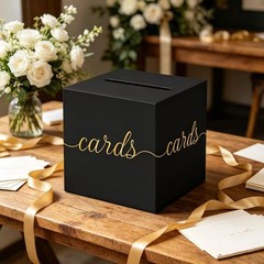 Black Wedding Card Box Gold Foil Gift Money Reception Graduation Party
