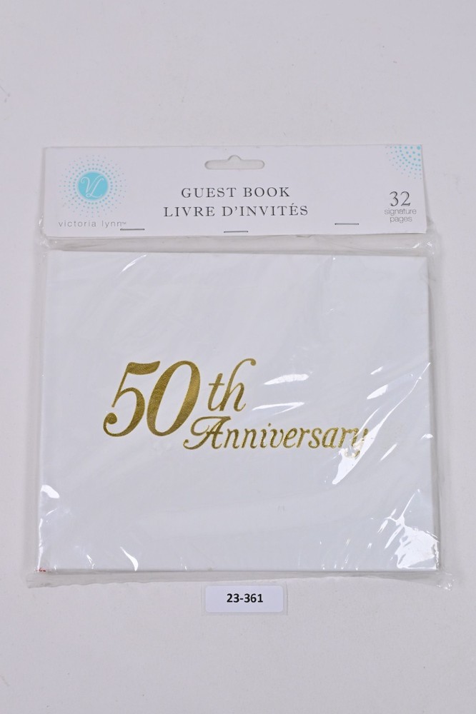 Hallmark Victoria Lynn 50th Anniversary White & Gold Guest Book