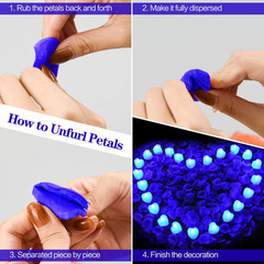 1000Pcs Blue Artificial Rose Petals with 12Pcs Blue LED Tea Lights Kit, for Déco