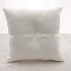 LACE PEARL IVORY SATIN FLOWER WEDDING RING BEARER PILLOW 8 INCHES