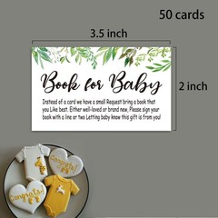 Books for Baby Shower Request Cards,50 Greenery 50 Count (Pack of 1), Green