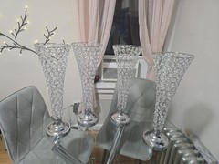 Crystal Wedding Vases For Flowers Set Of 6, 4 Small 2 Big