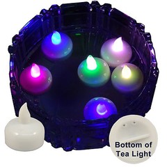 6 Flameless Floating LED tealight Candle Battery operated Multi-color tea lights