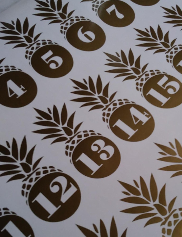 Hawaiian Wedding Table Numbers 1-10,15,20,or 25 Vinyl Sticker Decals 5″h x 2″w