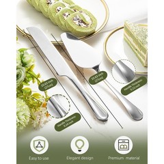 Premium 2-Piece Cake Cutting Set Serrated Knife and Server Spatula for Pastry