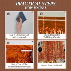2 Pack Foil Fringe Backdrop – Bronze Shiny Tinsel Curtains for Party Decorati…