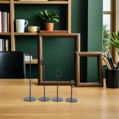 4Pcs Stable Stainless Steel Table Number Holders Black for Wedding Events