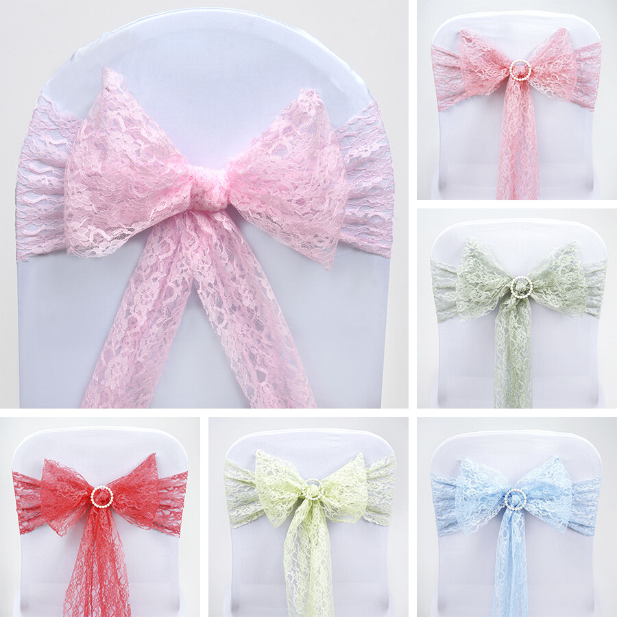 75 x Lace CHAIR SASHES Ties Bows Shabby Chic Victorian Wedding Reception Party