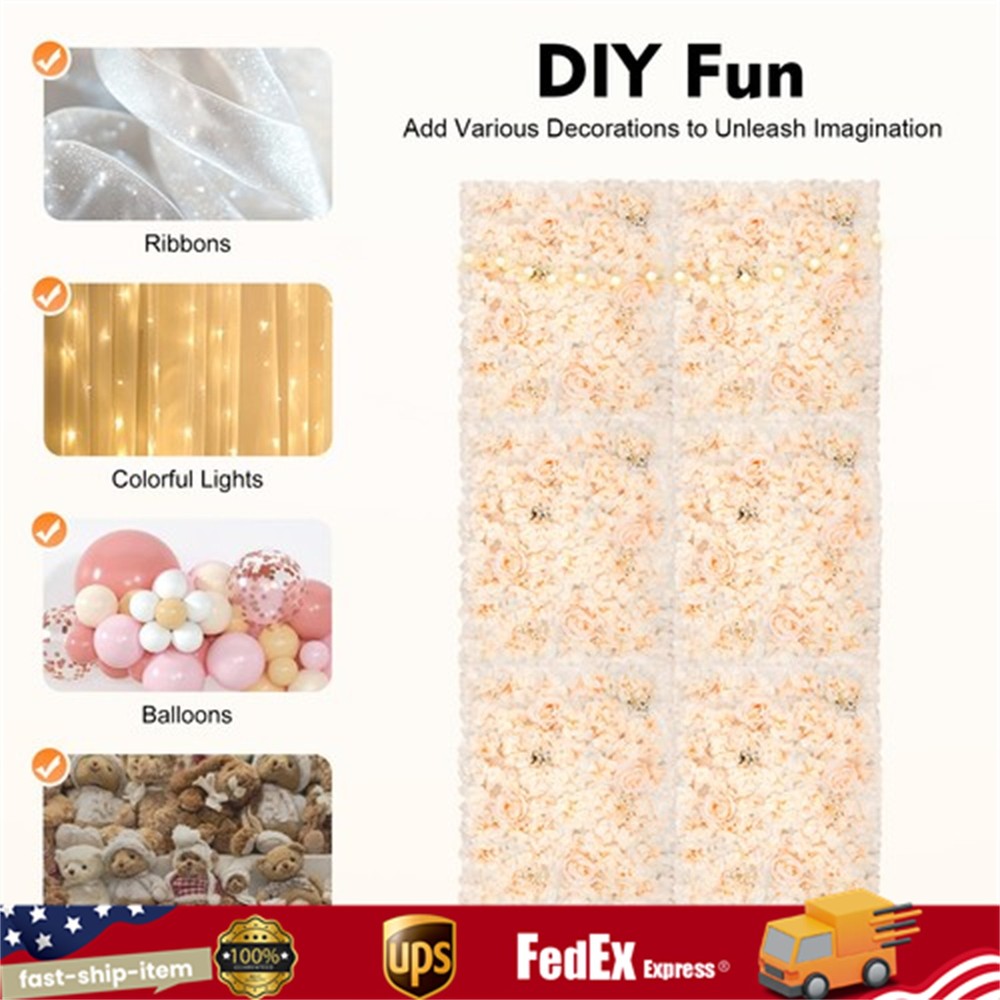 40x60cm Artificial Fake Flower Wall Panel Banquet Wedding &Party Decor 6pc