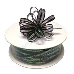 1/8″ 50 Yards Organza Iridescent Center with String Pull Ribbon Bow LIME