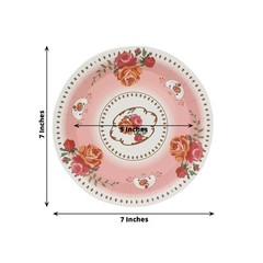 25 DUSTY ROSE 7″ Paper Round Plates with Vintage Rose Flower Print Wedding