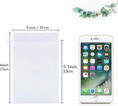 100 Pcs White Organza Bags 4X6″ Drawstring Mesh for Jewelry Candy Wedding Favor