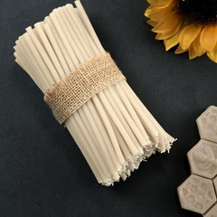 DEYBBY Mini White Beeswax Candles – 50 Count – 50 pack,