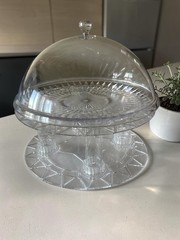Acrylic Cake Stand with Dome Lid 14 Inch, Clear Serving Platter Holder