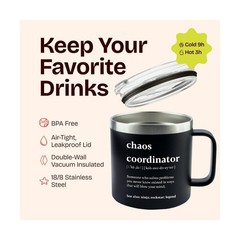 Chaos Coordinator Gifts for Men Tumbler Black 14oz – Thank You, Cor… Fast Ship