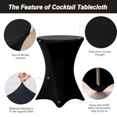Cocktail Tablecloth, Bar Top Table Covers 2 Pack 32×43 32″x43″（2 Pack) Black