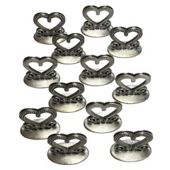 Heart Shaped Aged Pewter Finish Place Card Holders Vintage Romantic Table Decor