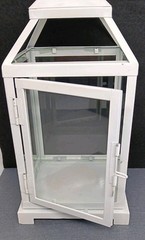 White 10 1/2” Hanging Candle Lantern Wedding Center Piece w/ Clear Glass Decor