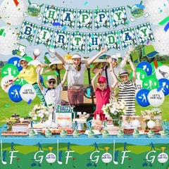 2 Pack Golf Party Tablecloths, 51×87» Plastic Disposable Rectangle Golf Tabl…