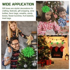 6 Piece Grosgrain Bows 4 Inch for Gift Light Green Grass