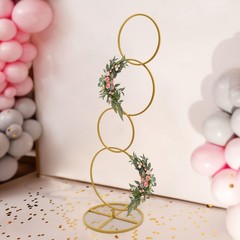 Gold Metal Round Hoop Flower Stand, Detachable Backdrop for Weddings