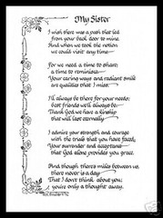 MY SISTER Matted Calligraphy Print for Sister far away