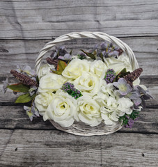 Wedding Table Centerpieces, Floral Reception Centerpieces, Purple, Ivory, Roses