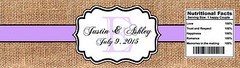 100 Burlap Lilac Stripe Wedding Shower Water Bottle Labels Wedding Bridal Party