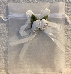 White Rose Organza Wedding Party Favor Gift Bags 50pcs 4×4 7/10 inch