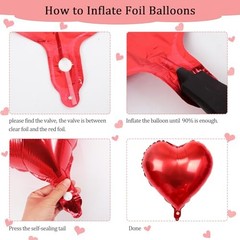 Heart Balloons, 24Pcs 18Inch Foil Heart Shaped Love Balloons and 50Pcs Red