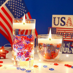 300Pcs Patriotic Red Clear Blue Star Acrylic Crystals Gems Table Scatter Vase Fi