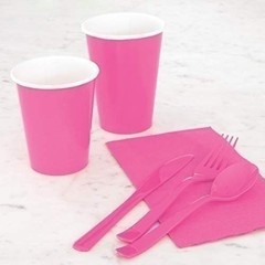 Premium Hot Pink Paper Cups – 9 oz (Pack of 14) – Elegant & Eco-Friendly Party D