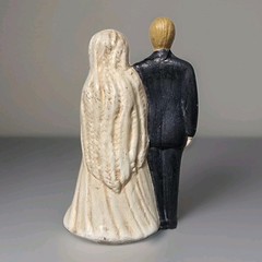 1950s Wedding Cake Topper Chalkware Bride Groom Mid Century Vintage