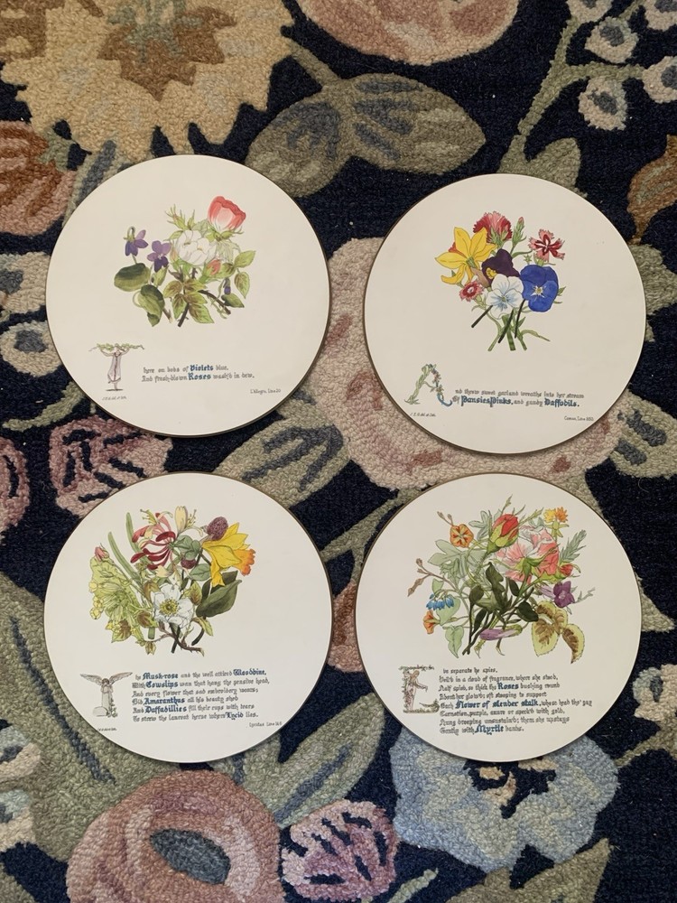 Vintage Sewell Floral Placemats Trivets Set Of 4 Floral Design Made In England