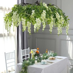 55″ Cream Green Hanging Artificial FLOWER Chandelier Silk Wisteria Vine Party