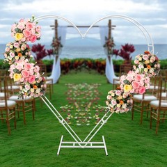 Metal Heart Shaped Wedding Arch Backdrop Stand White for Wedding Ceremony Decor