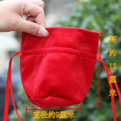 5pcs Velvet Bag Wedding Bunch Mouth Flannel Wedding Candy Bag Red Gift Gift Bag