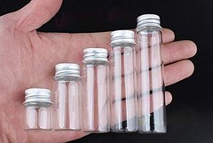 12PCS 30ML 1OZ Transparent Empty Glass Wish Bottles with Threaded