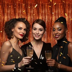2 Pack Foil Fringe Backdrop – Bronze Shiny Tinsel Curtains for Party Decorati…