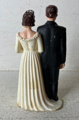 VTG 1950s 1960s Plastic Bride Groom Wedding Cake Topper 3.75″