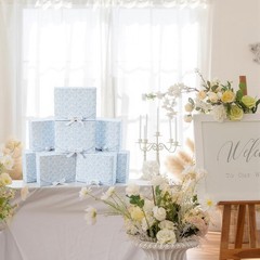 8 Pack Blue Floral Bridesmaid Proposal Gift Boxes W/ Ribbon Lids 7.87×10.6×3.2In
