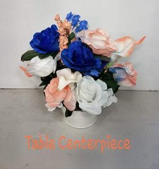 Peach Royal Blue White Rose Calla Lily Bridal Wedding Bouquet Accessories