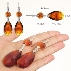 10pcs Crystal Prisms Chandelier Ornament Pendants Rainbow Maker 38mm Drop Amber