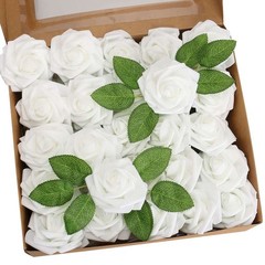 25/50pcs Artificial Flower Real Looking Foam Roses Decoration DIY for Wedding