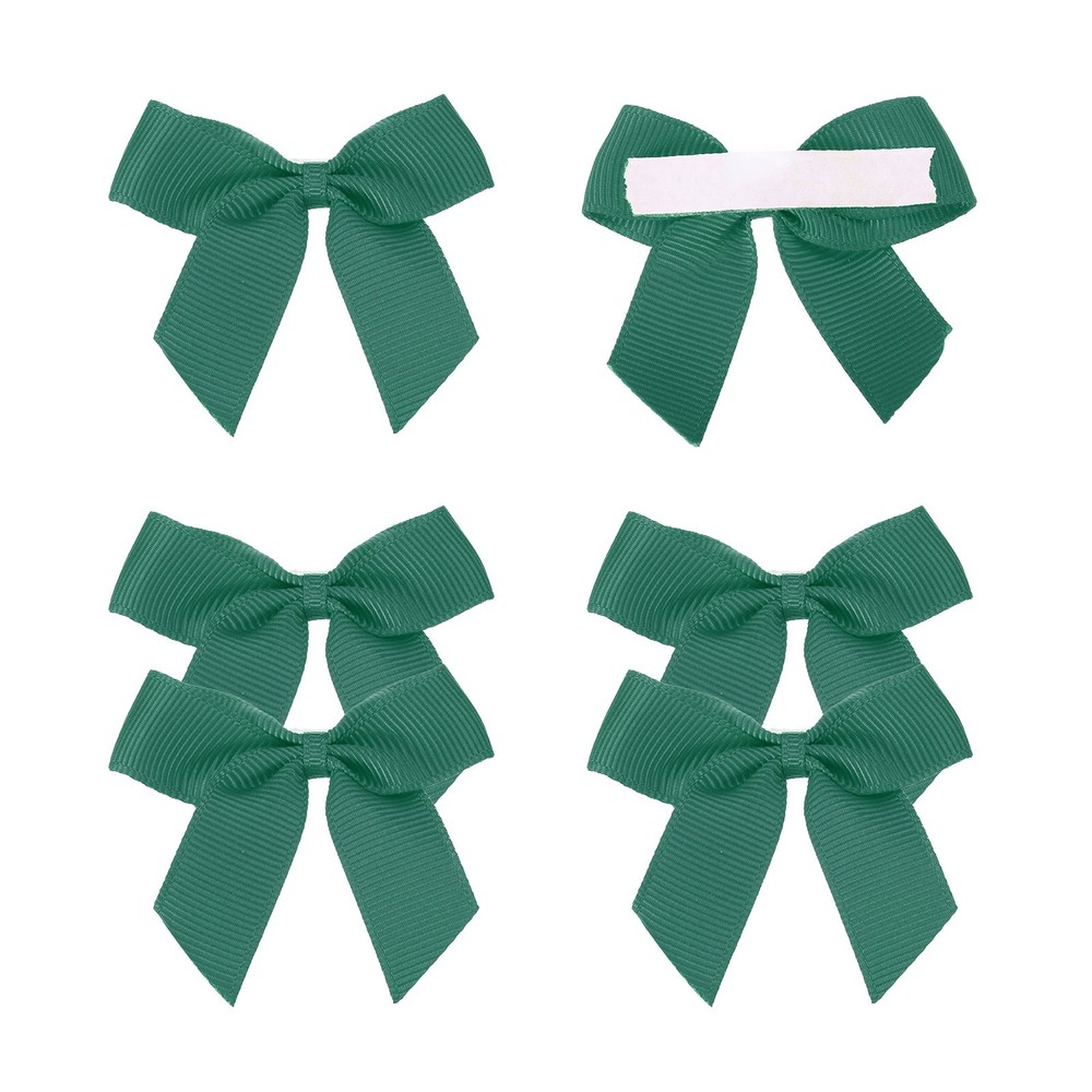 6Pcs Mini Grosgrain Ribbon Bow 2″ Self Adhesive Flower Bows Dark Green