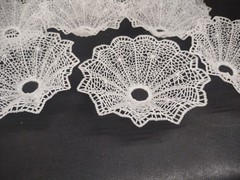 12 Pieces: 1960s Vintage Plastic Lace Wedding Bouquet Collars, 3″ White