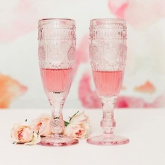 WEDDINGSTAR Vintage Style Pressed Glass Champagne Flute 6oz – Pink Blush Pink