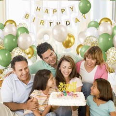 Sage Green White Gold Balloons, 50pcs Olive 12inch, Green, White,